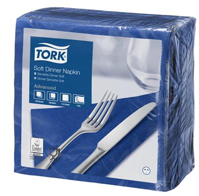 Tork Dinnerserviette, 3lg, dunkelblau, 4F, 39x39 cm (477594)