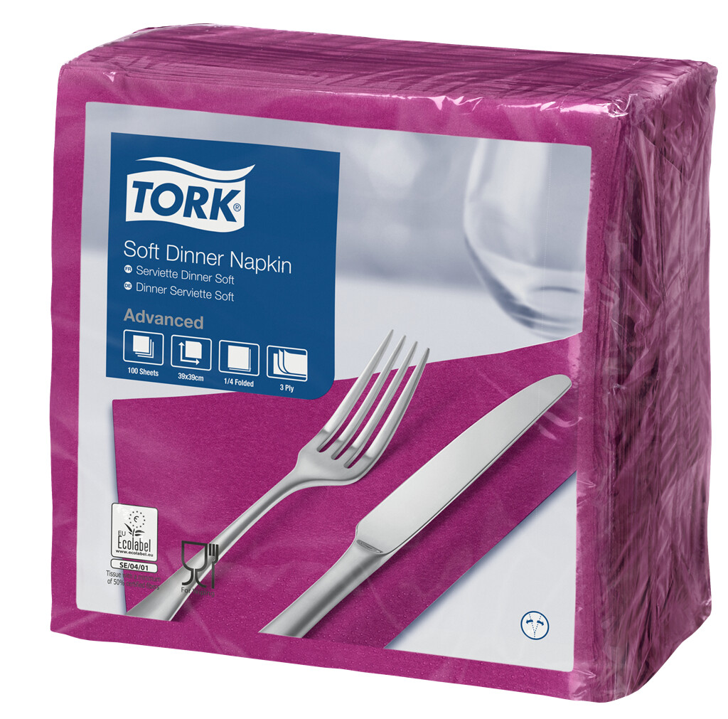 Tork Dinnerserviette, 3lg, violett, 4F, 39x39 cm (477775)