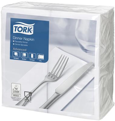 Tork Dinnerserviette, 2lg, weiß, 8F, 39x39 cm (477554)