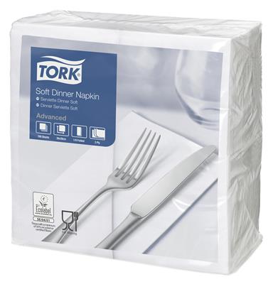 Tork Dinnerserviette 3lg, weiß, 8F, 39x39 cm (477579)