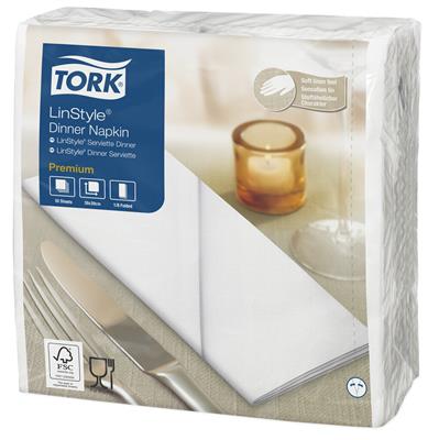 Tork LinStyle Serviette 1lg, weiß, 8F, 39x39 cm (478145)