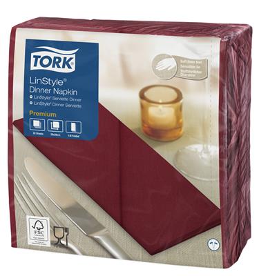 Tork LinStyle DinnerServ,1lg, bordeaux, 8F,39x39 cm (478148)